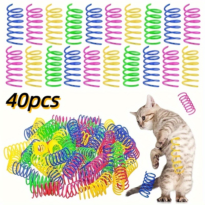 

40pcs Cat Spring Toys, Interactive Cat Spiral Toys For Indoor, Colorful Plastic Springs Coil For Kitten Hunting, Swatting, Biting