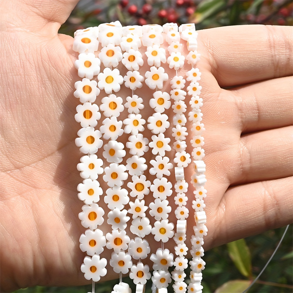 4/6/8mm Natural Glaze Daisy Flower Loose Beads Cute Tiny Beads For Jewelry Making Necklace Bracelet Earring Jewelry Making
