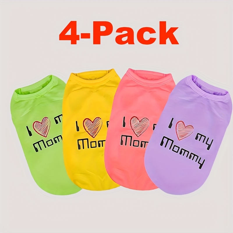 TEMU 4 Pack Dog T-shirts, Embroidered "" Pet Shirt, Sleeveless Pet Vest, Dog Shirt, Dog Clothes, Breathable Vest For Small, Medium And Large Dogs