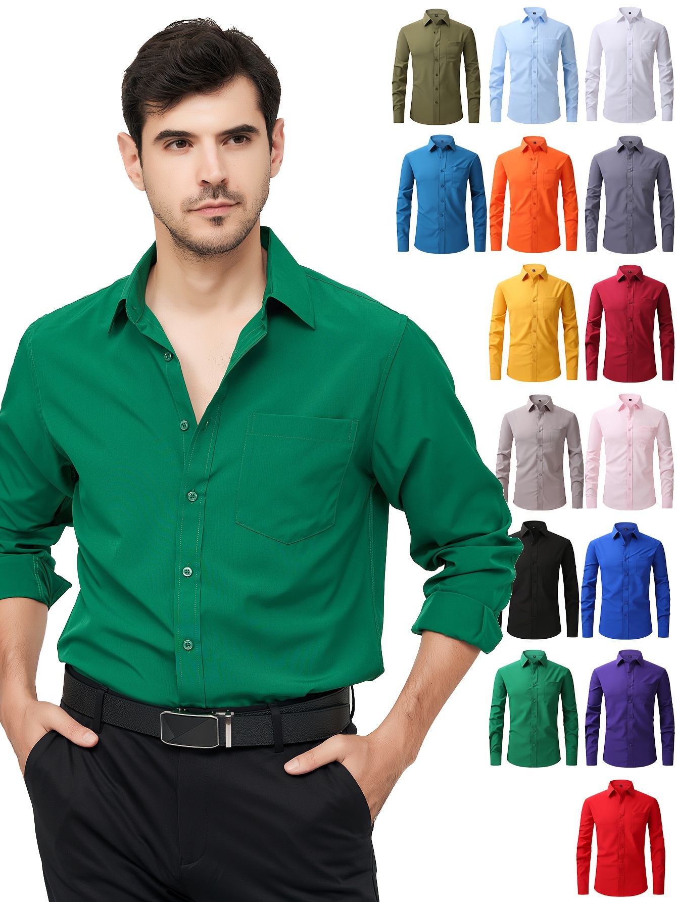 Camisa De Vestir Para Hombre Manga Larga Factory Sale