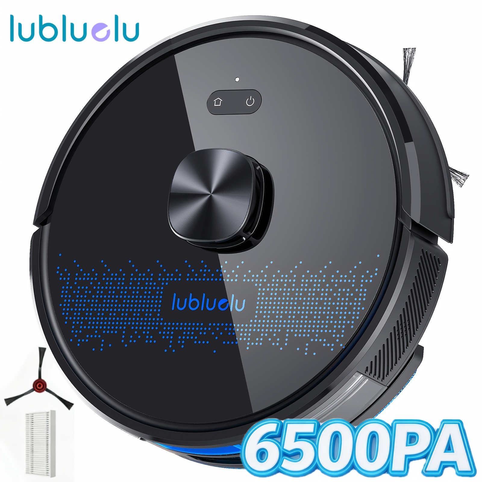 Lubluelu Ultra Robot Vacuum, 6500pa Suction, 5 Editable Maps, 24 No-go Zones, 3 Suction And Water Levels, Recharge And , App And Voice Control, 9.2cm, 3-in-1 For Pet Hair And