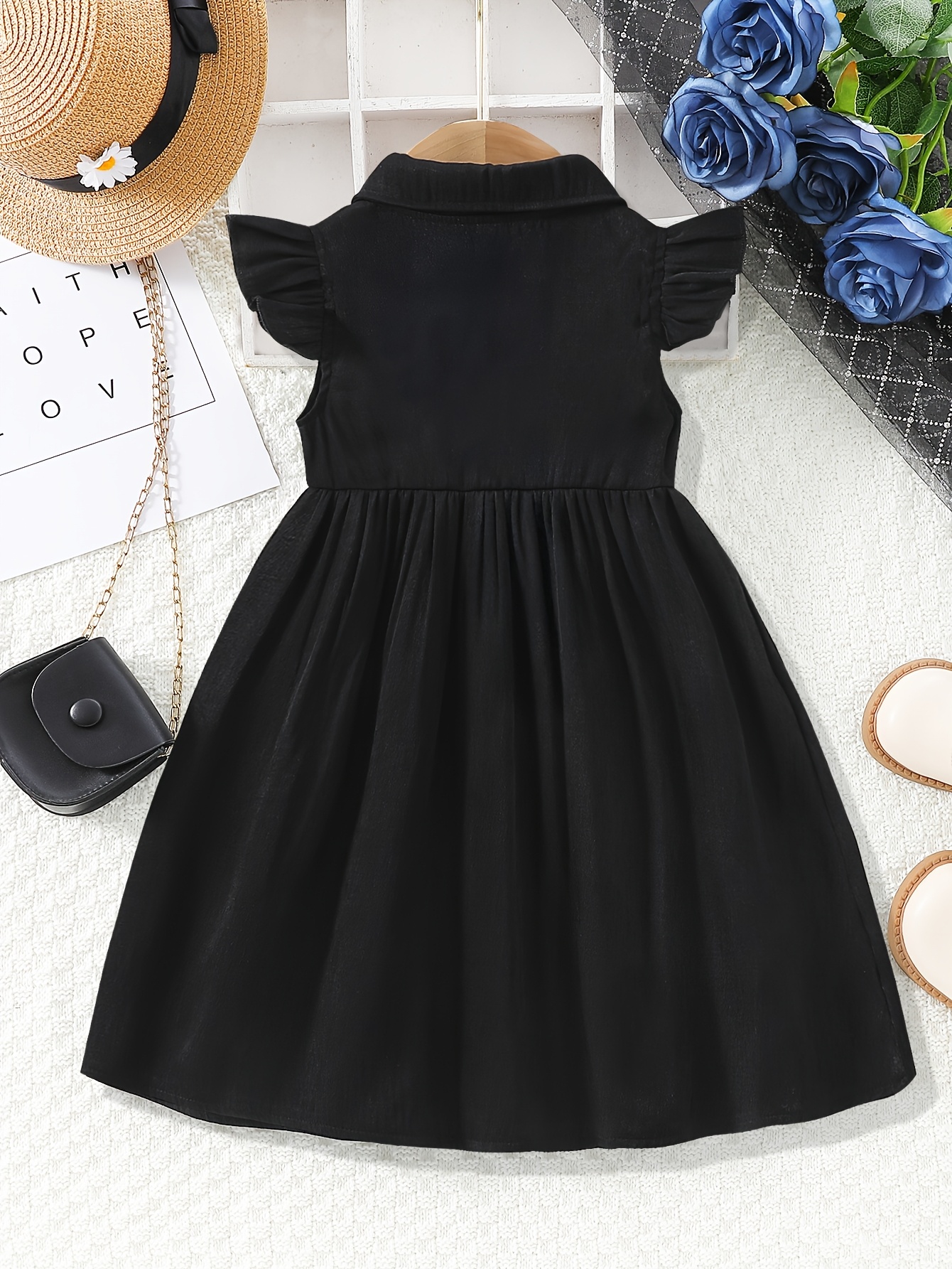 girls black denim dress Girls Black Denim Embellished Dress [3B-5500] (4-12 Years)  Kriss n Kross