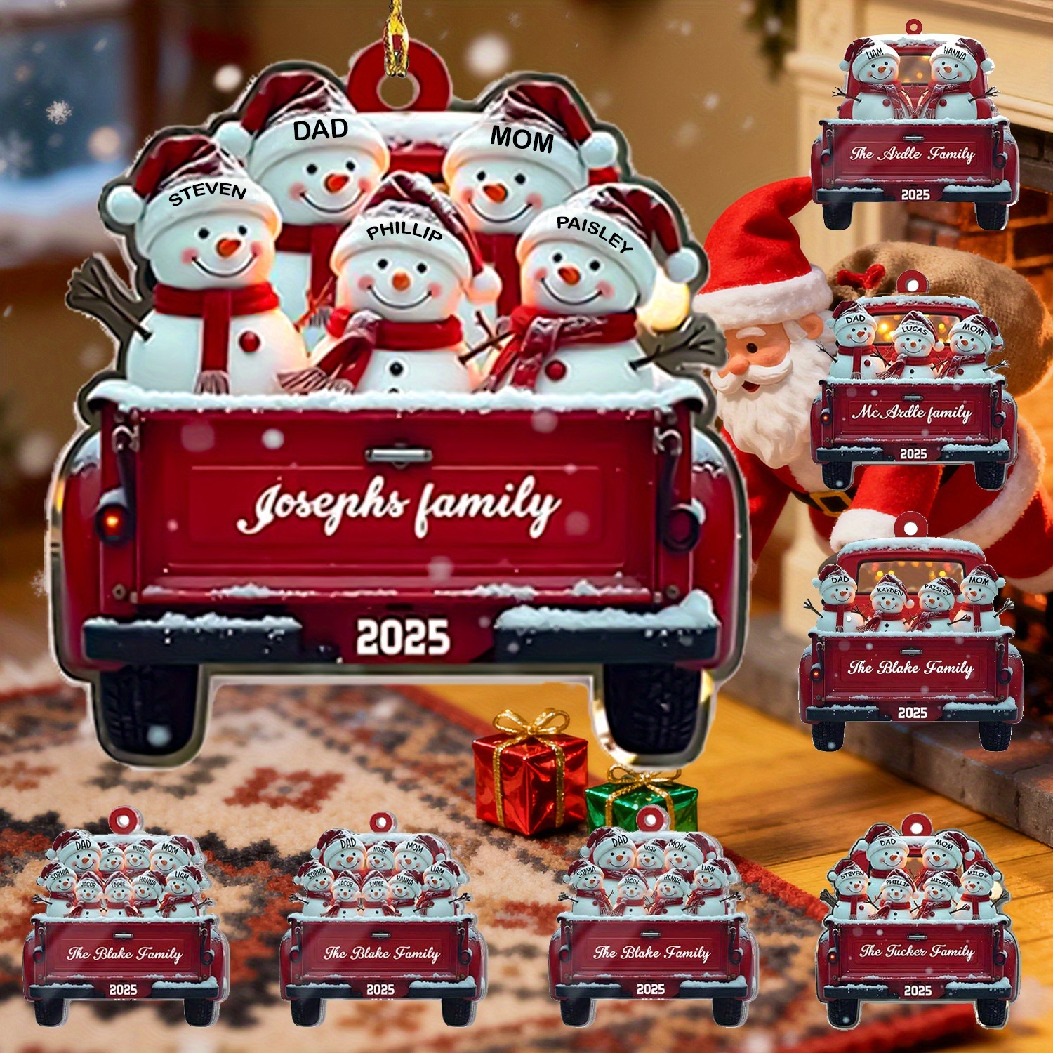 2D Flat, 2025 Custom Christmas Ornaments - Personalized Snowman Family Ornaments for 2-9 People (with Names & Year), Christmas Tree Decor, Unique Xmas Gift for Family, Holiday Decorations, Festive Design, Resin Ornament, Holiday Shoppers