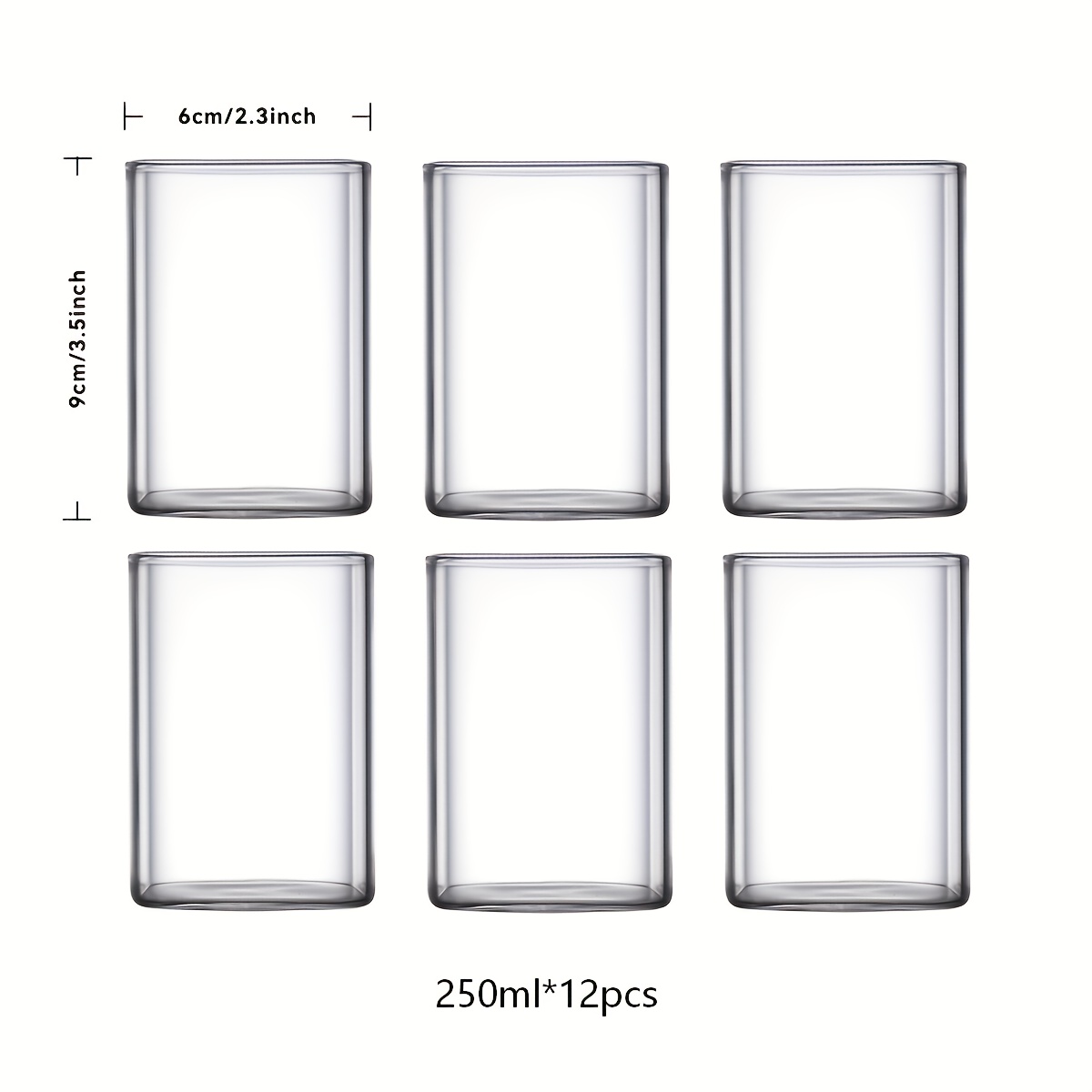 TEMU [Super V Paquete de 12] Vasos Cuadrados de Vidrio Borosilicato , Vasos para Desayuno en Casa, Vasos de Cerveza Estilo Ins, Duraderos y