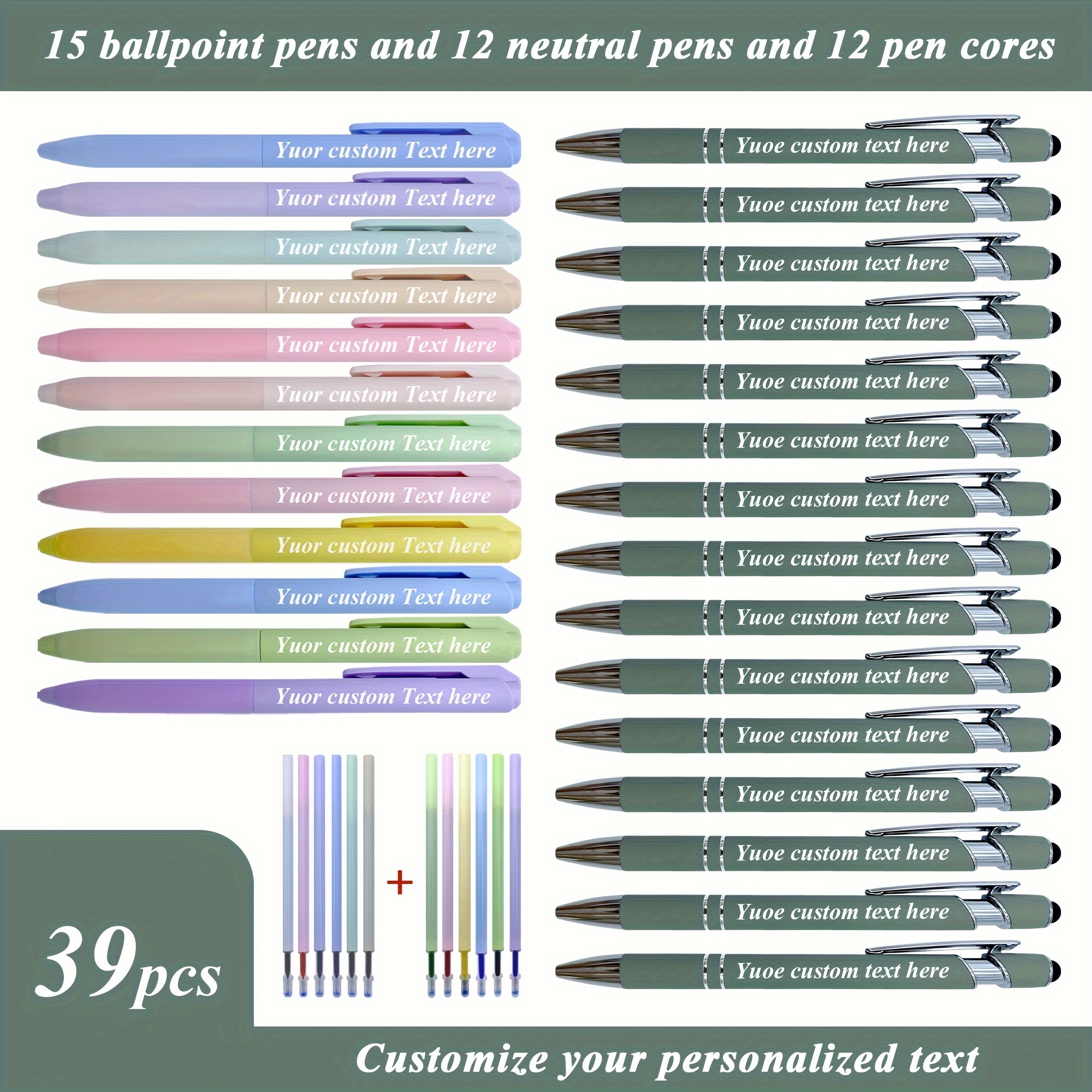 

Ensemble de stylos à bille personnalisables avec 15 recharges , 12 et 12 - Convient pour , , la journalisation et les artistiques - 39 stylos à pointe fine et au design ergonomique