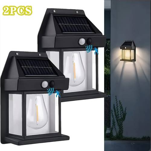 2 4pcs solar wall lights outdoor motion sensor security lights with 3 3000 1800mah rechargeable battery for garden porch yard wedding holiday decor security motion light sleek wall lamp lighting solar wall lights for outside