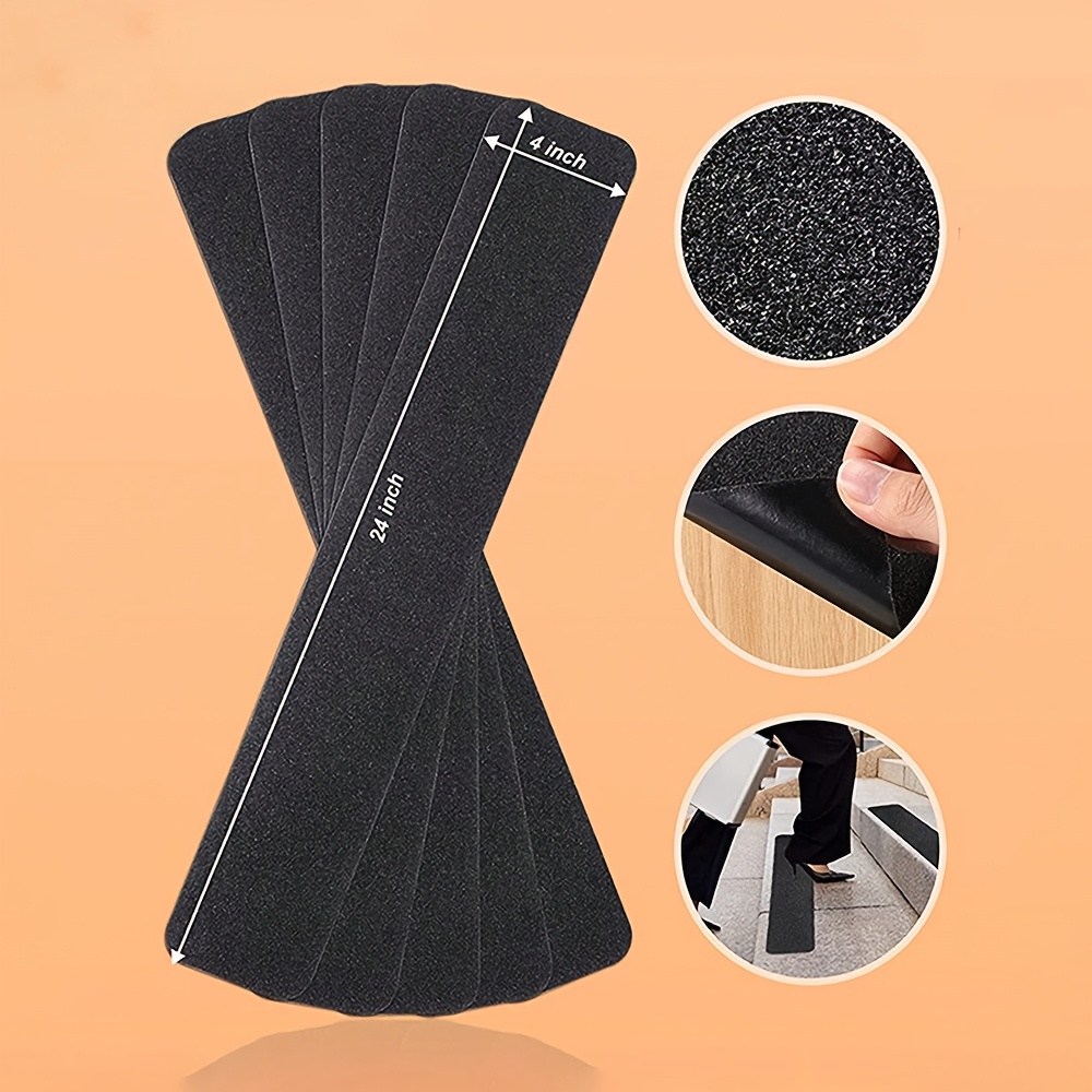 TEMU 5/10pcs Stair Anti-slip Mat, 80 Grit Non-slip Outdoor Tape, Black Heavy Duty Anti Slip Traction Adhesive Strips For Steps, Skateboards, Decks &