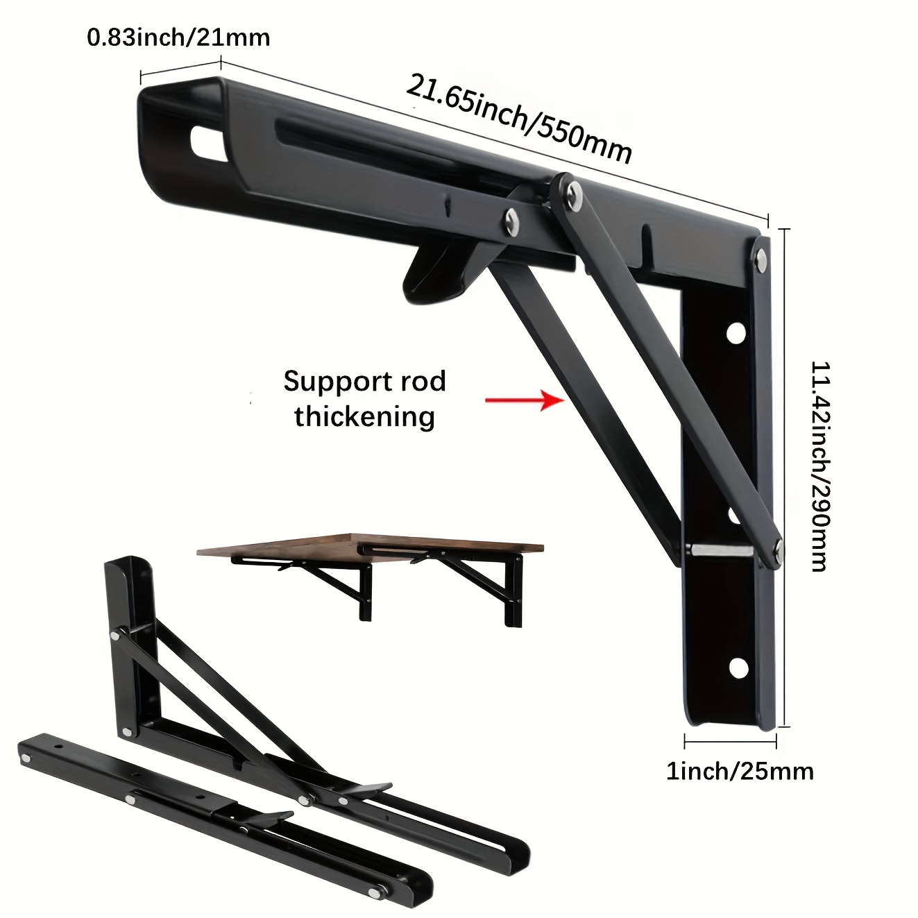 TEMU Étagères pliantes robustes pour industriel, disponibles en tailles 22" et 24", conçues pour le montage mural et adaptées aux établis, avec vis