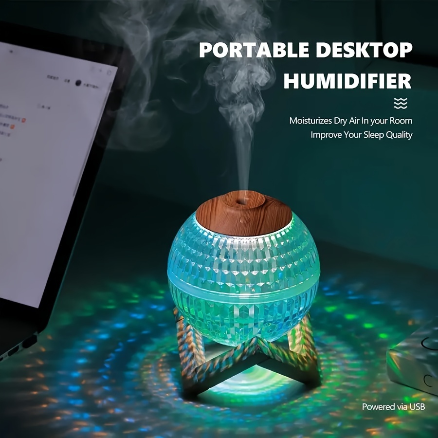 1pc light crystal ball usb humidifier colorful atmosphere night light sprayer silent 350ml ultrasonic large fog atomizer humidifier no battery usb powered do not add aromatherapy essential oils it will the light transmission effect of details 6