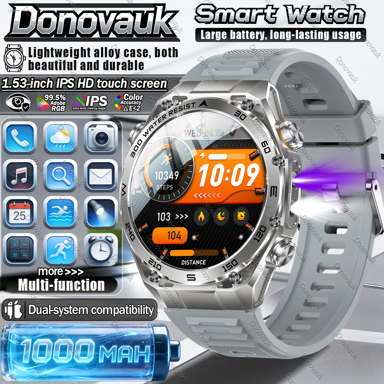 Durable Smartwatch with Lightweight Alloy Design