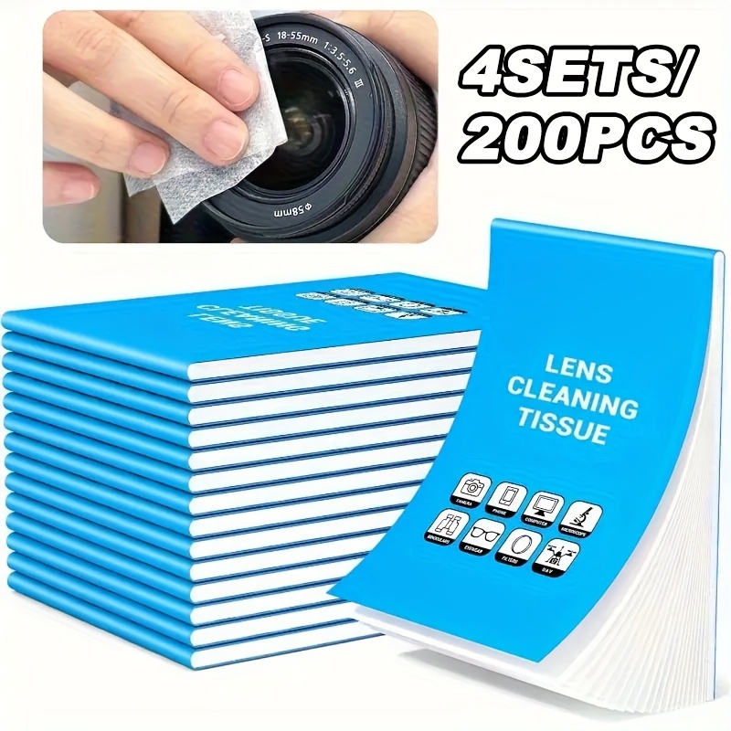 Image of 4 Sets Of 200pcs High-tear-resistant Fiber-free Lens Cleaning Cloths, Suitable For Cameras, Binoculars, Microscopes, Telescopes And Fine Surfaces - Safe Packaging, Lens Cleaning Cloths