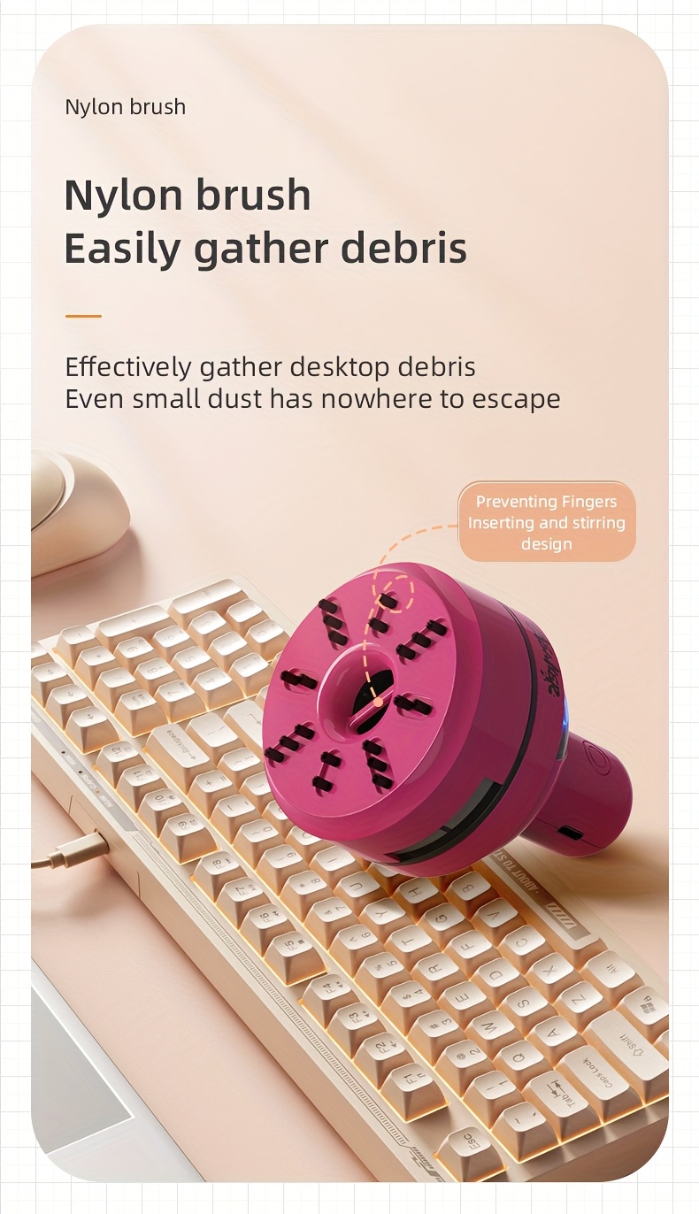 electric mini vacuum cleaner with usb charging rechargeable battery compact desktop cleaner for office   durable plastic no power needed     suction Product details 7