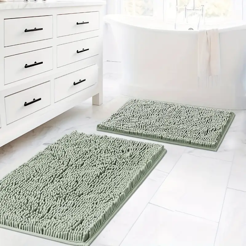 2pcsbath rugs for bathroom slip resistant shag chenille bath rugs mat and absorbent bath rug for shower room machine washable fast dry 20 x 32 plus 17 x 24 Product details 0