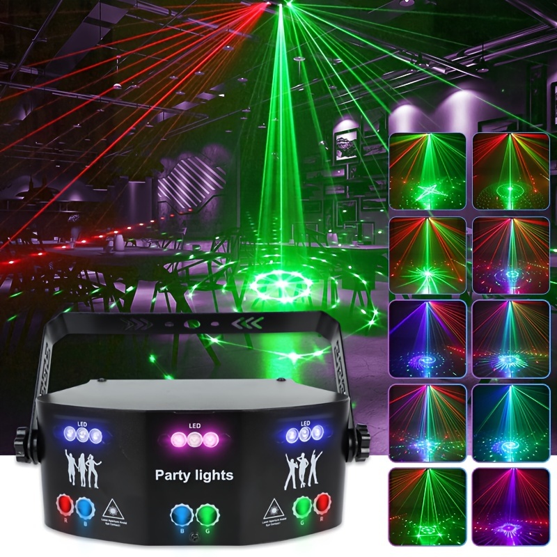 

1pc 15-lens Dj Strobe Light Projector With Remote Control - Led Stage Lights, Sound-activated, Graphite , For Weddings, Karaoke, Nightclubs, Bars, Home Parties & More