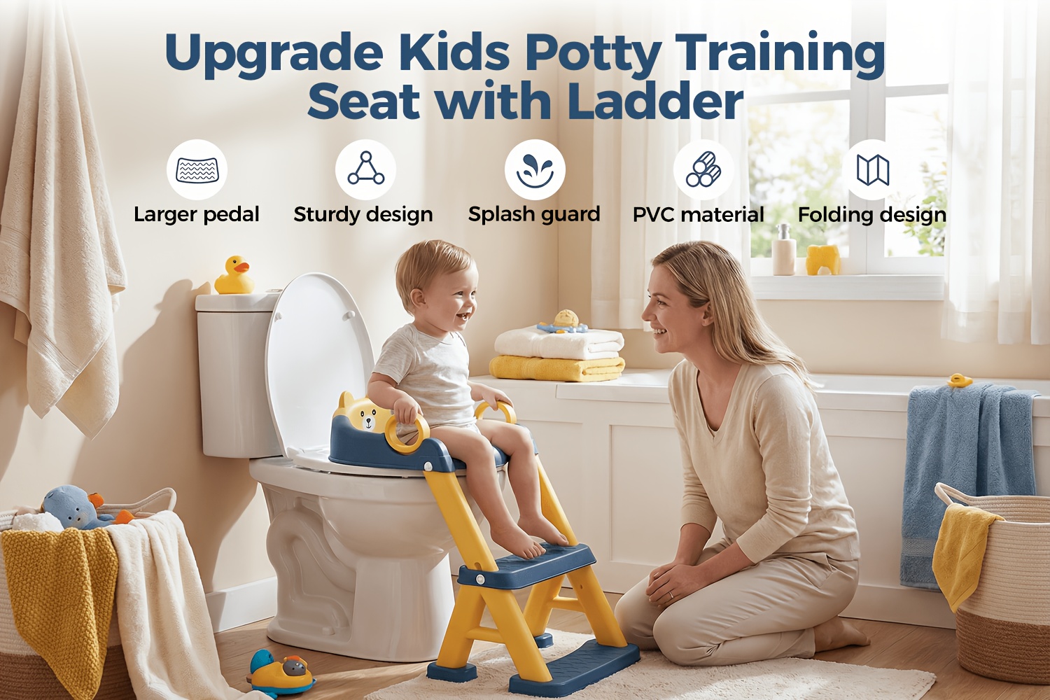 Toddler potty training seat with steps