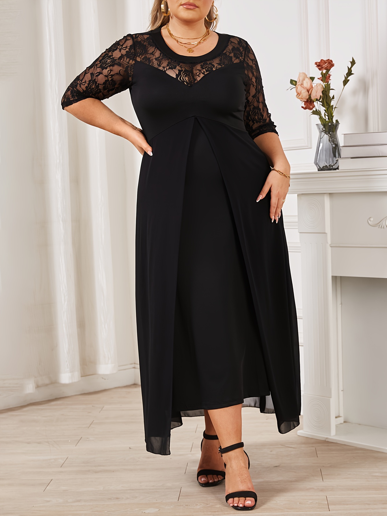 Casual plus size store lace dress