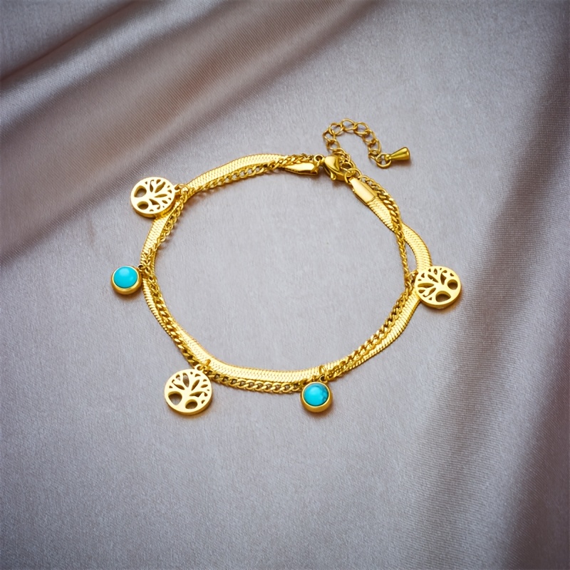 Women's Classic Life Tree Bracelet with Double-layer Chain
