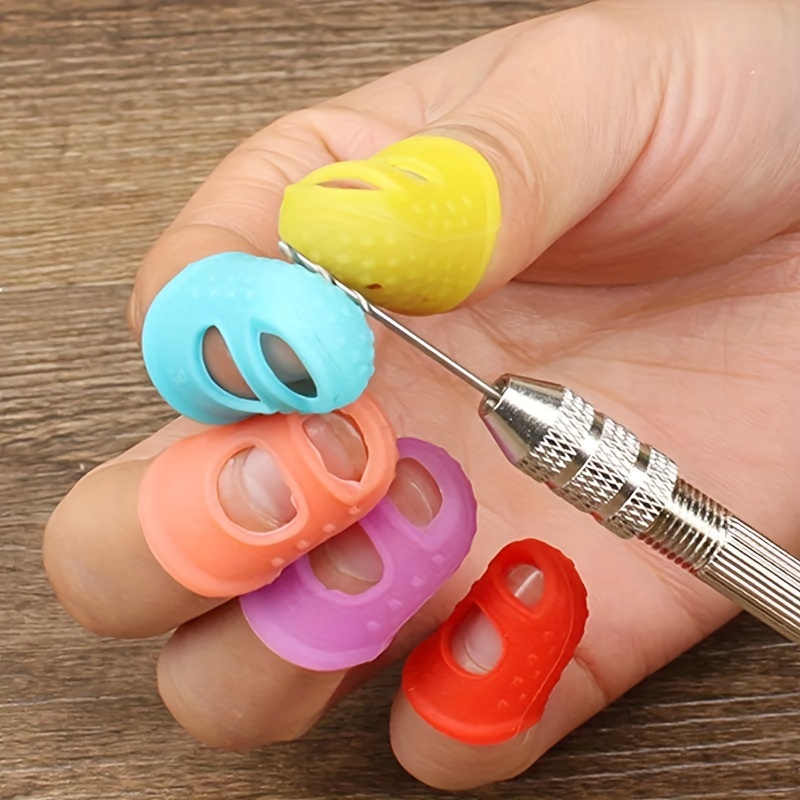 5pcs Breathable Silicone Thimbles - Multicolor, Protective Finger Sleeves for DIY Crafts & Sewing Accessories