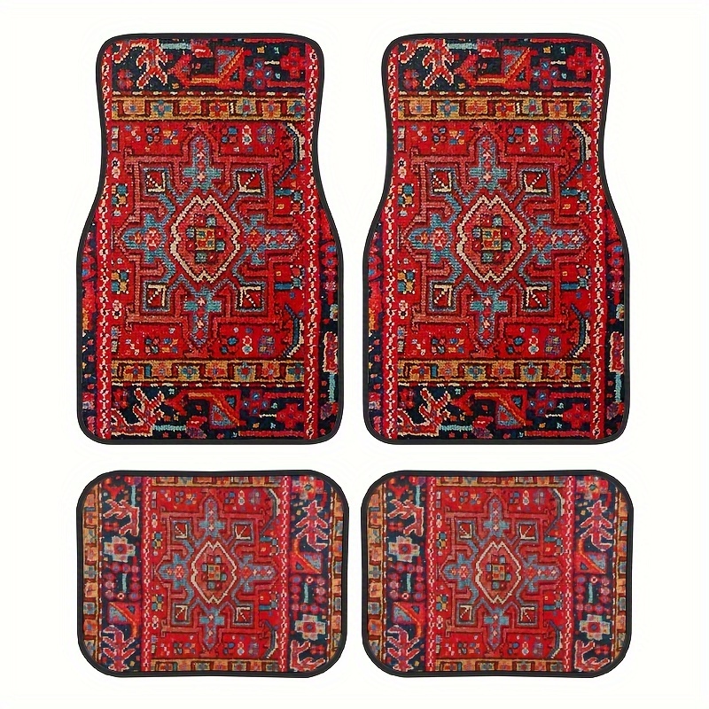 

Universal Fit 4-piece Vintage Ethnic Style Car Floor Mats - Fashionable, Durable, Stain Resistant, Non-slip, Easy Clean For All Vehicles