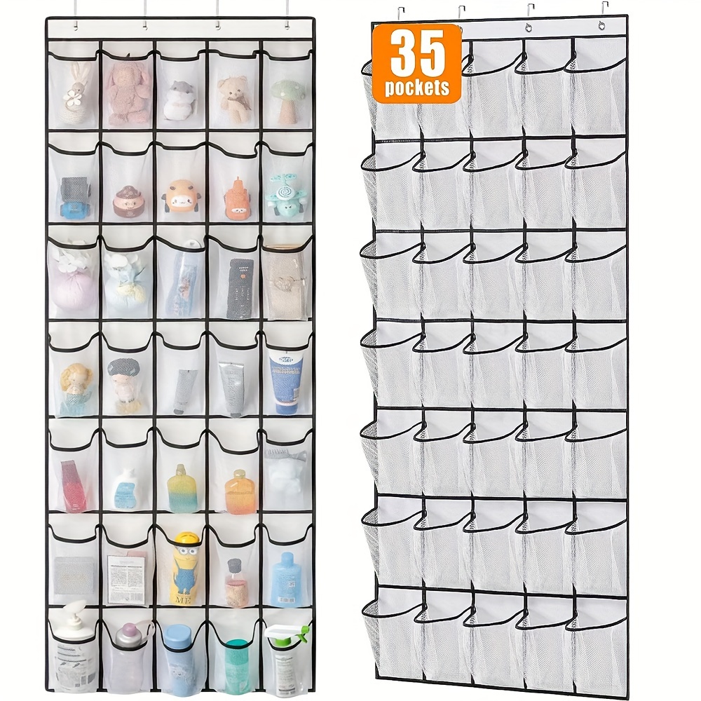 

35-pocket Over-the-door Organizer With 4 Metal Hooks, Fabric Hanging Storage Bag For Crafts, Sewing Supplies, Shoes, Snacks, And Household Items