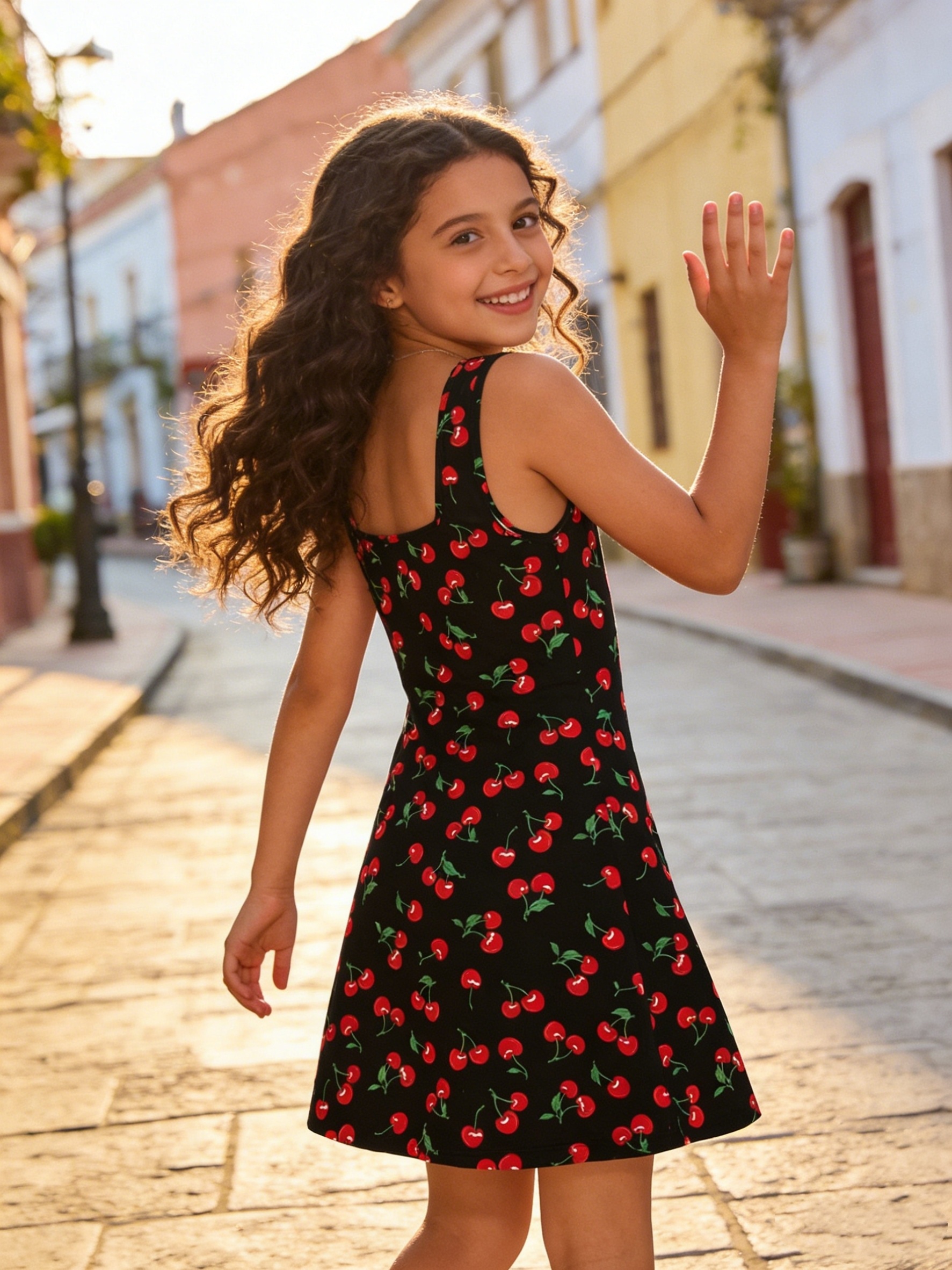 girls teen cherry print camisole dress square - Temu Mauritius