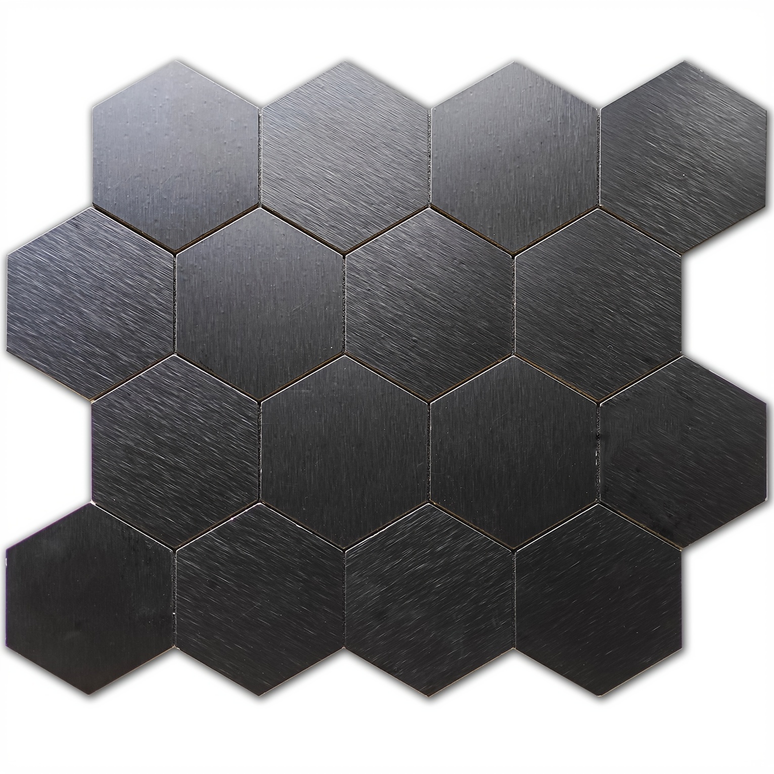 Image of 10pcs Mosaic Tile Stickers Self-adhesive Metal Aluminum Composite Panel Hexagon Peel And Stick Waterproof Antifouling, Kitchen Bathroom Living Room Wall Decorative(13.4inch*11inch)