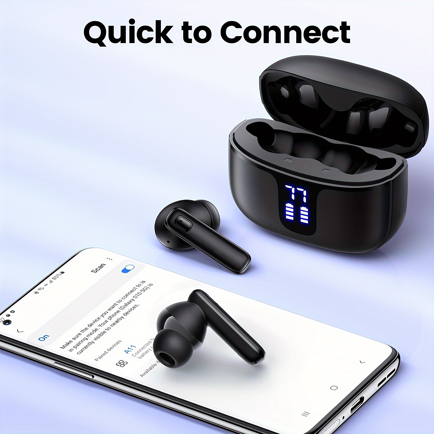 

Wireless Earbuds, 5.3 Headphones Hifi Stereo, Wireless Earphones With Enc Noise Cancelling Mic, , In Ear Wireless Headphones