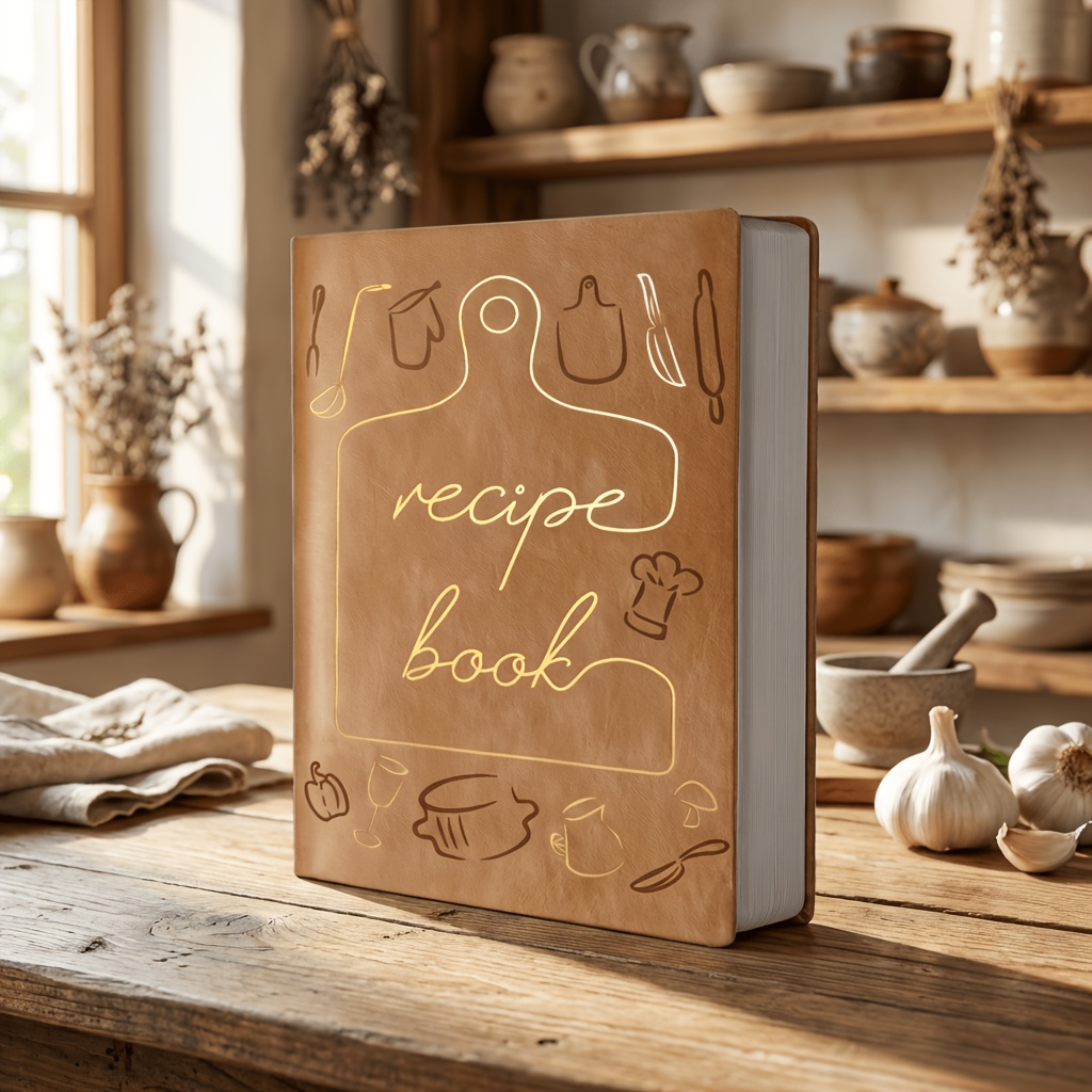 TEMU Recipe Book, Blank Recipe Book To Your Own Recipes, Recipe Notebook For Family Cooking, Hardcover 8.2" X 5.7" Recipe Journal With 104 Pages