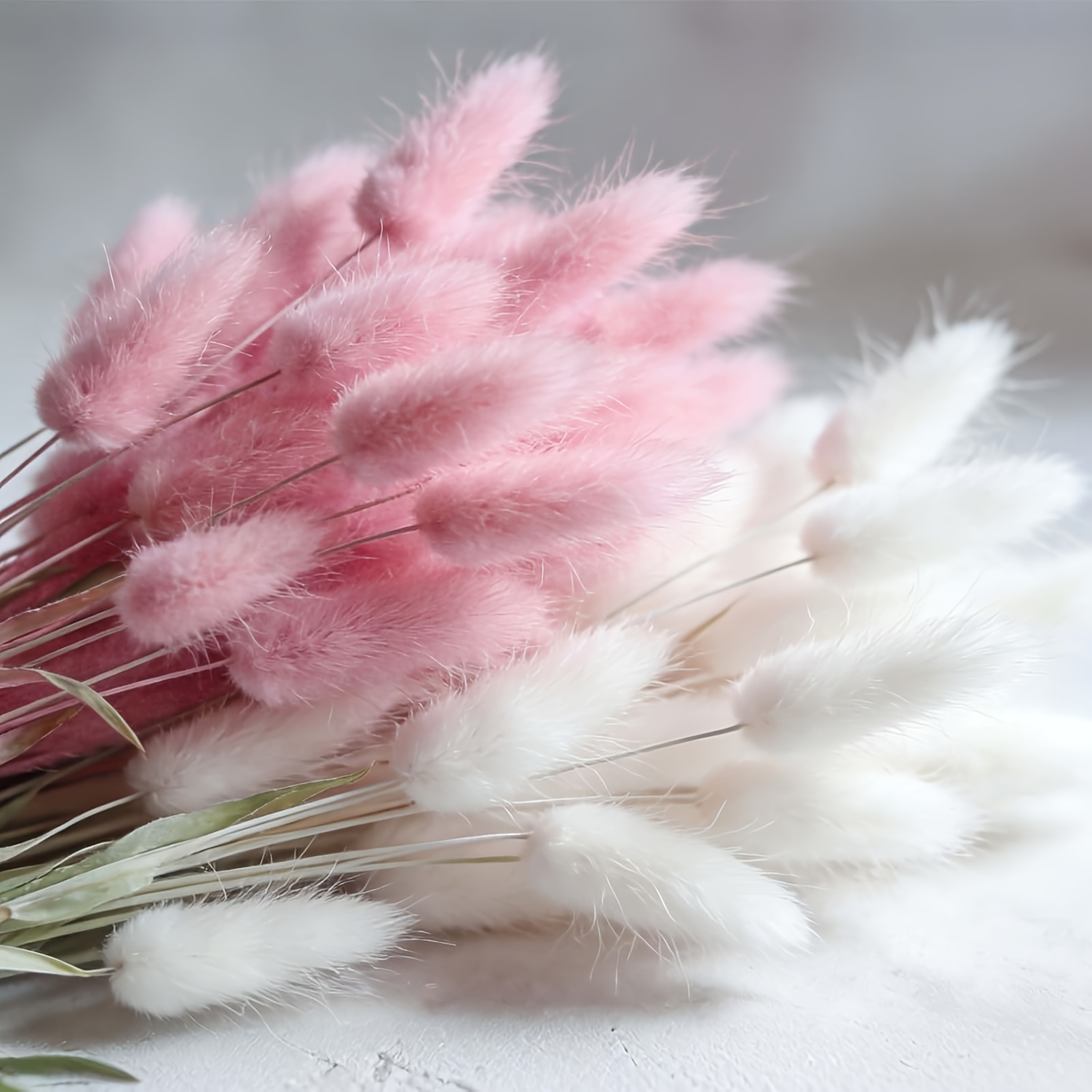 TEMU 65pcs Artificial Rabbit Tail Grass | Pink And White Summer Decoration, Suitable For Vase Flower Arrangement, Weddings, Parties, Outdoor Gardens