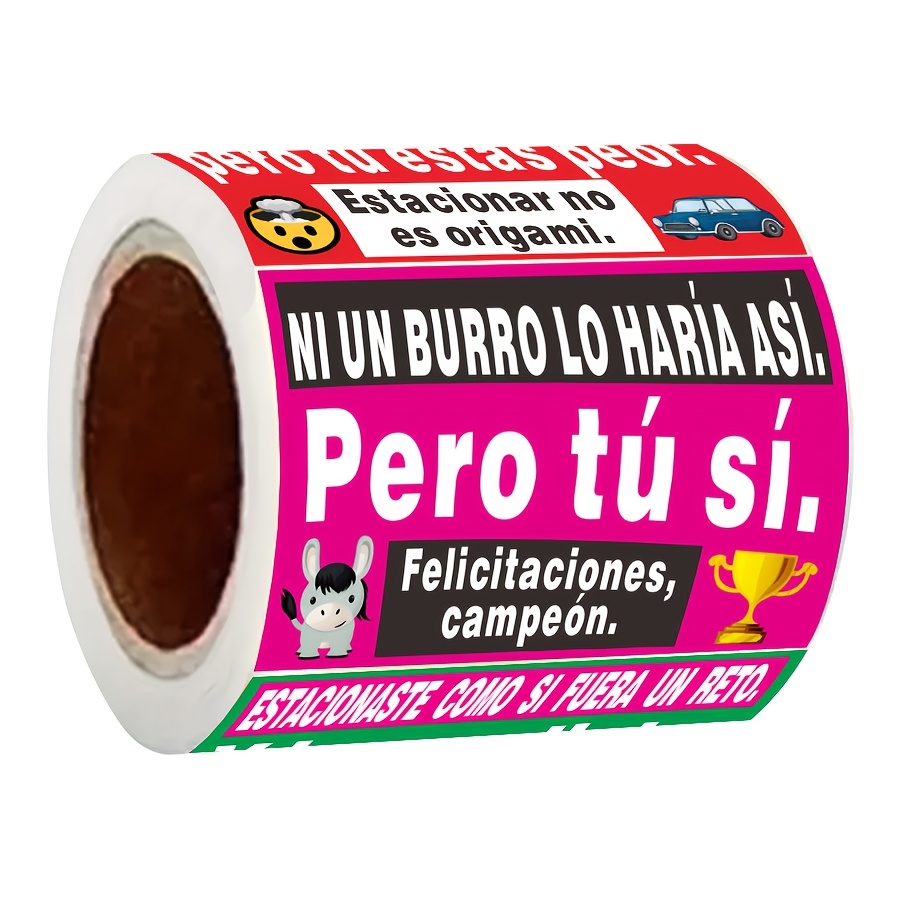 150pcs Pegatinas Divertidas de Estacionamiento en Español - 5 Diseños, Acabado Mate, Etiquetas Recordatorias de Infracción Humorísticas en Español, Adhesivas Autoadhesivas para Vehículos de 7x5cm, Uso Único