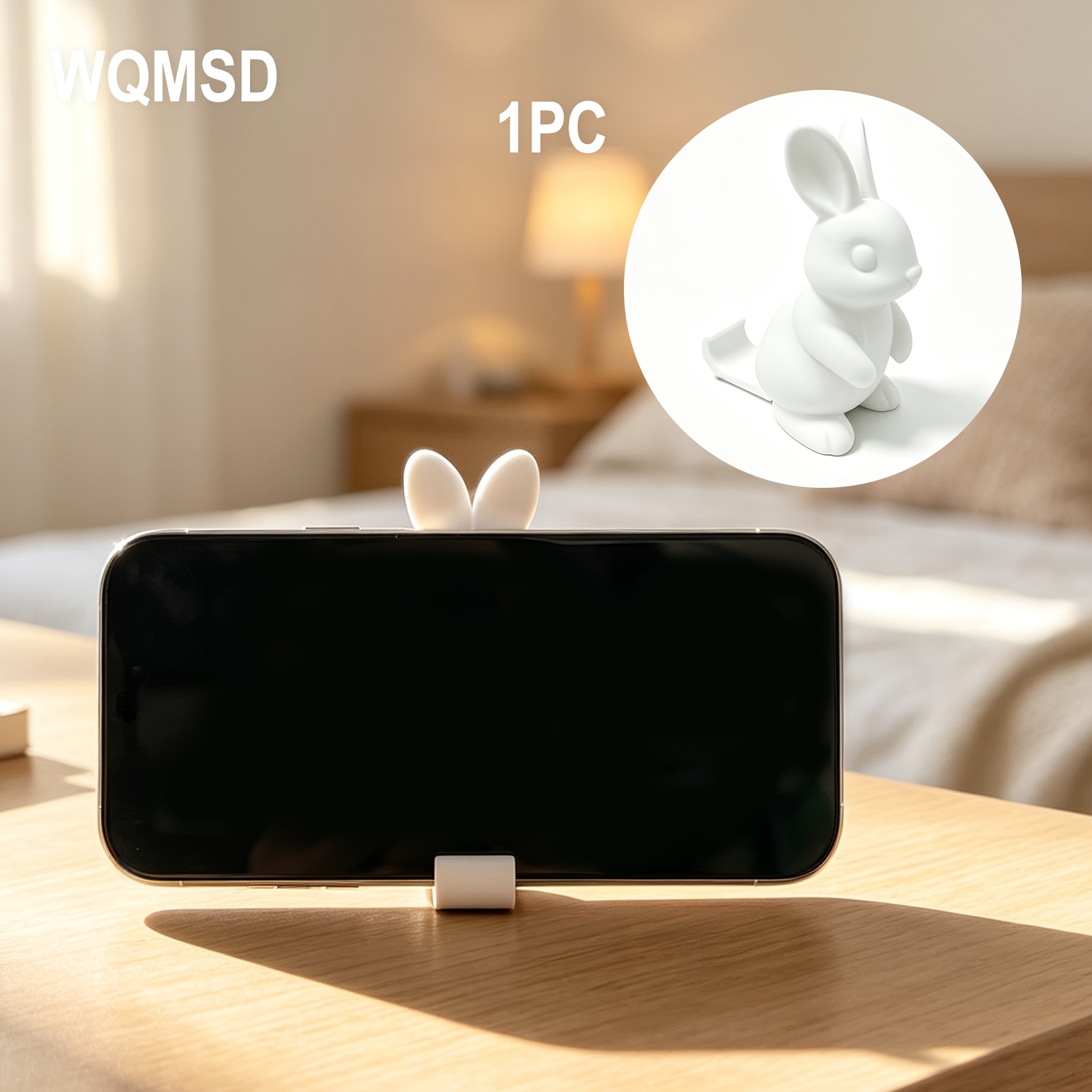 TEMU White Rabbit Phone Stand, Cute White Rabbit Desktop Holder, Desktop Ornament