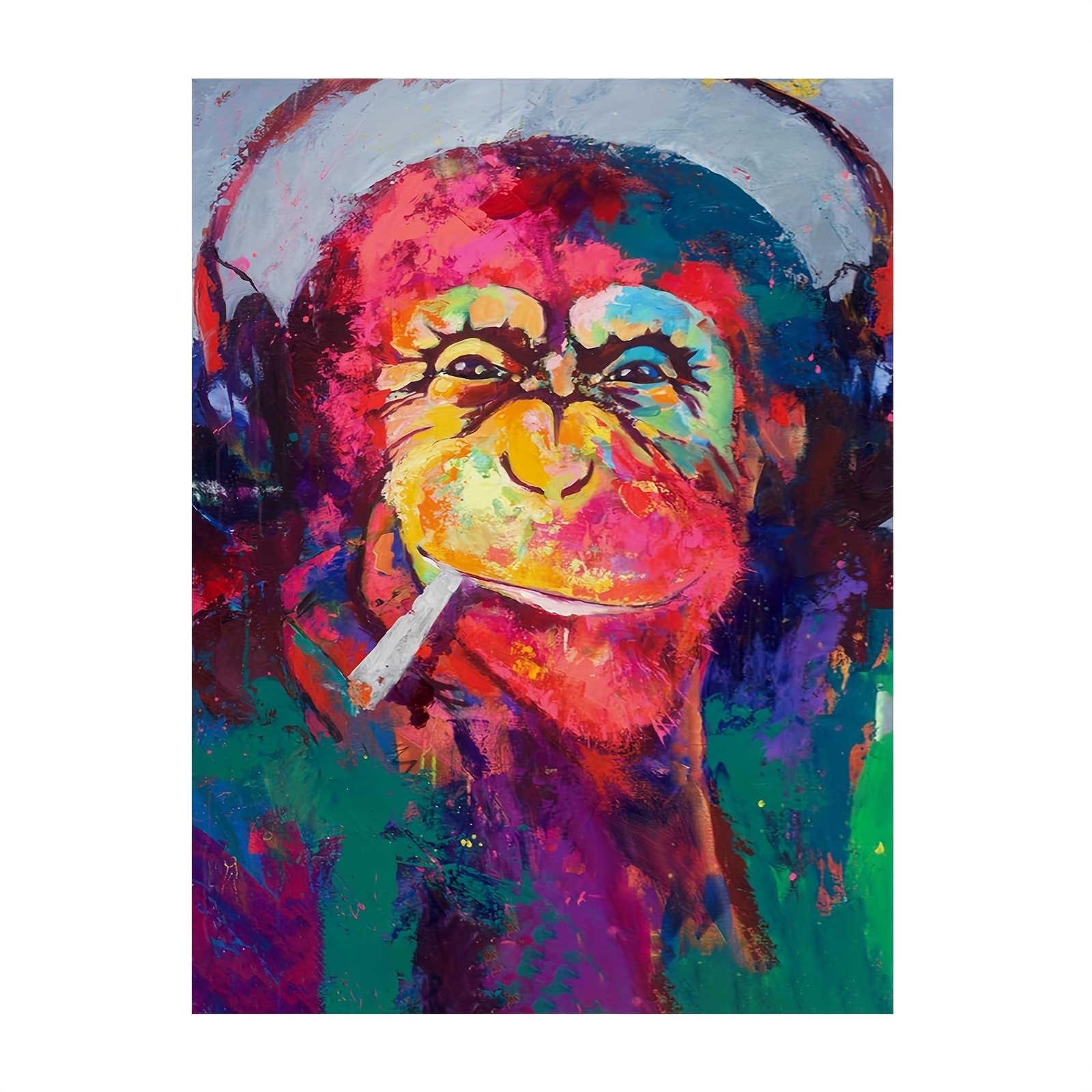 Art Monkey Headphones Banksy Dj Chimp Pop Art Painting Temu