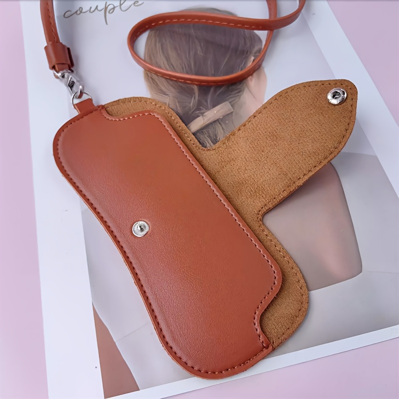 fashionable   leather glasses case with adjustable strap large capacity for womens fashion details 9