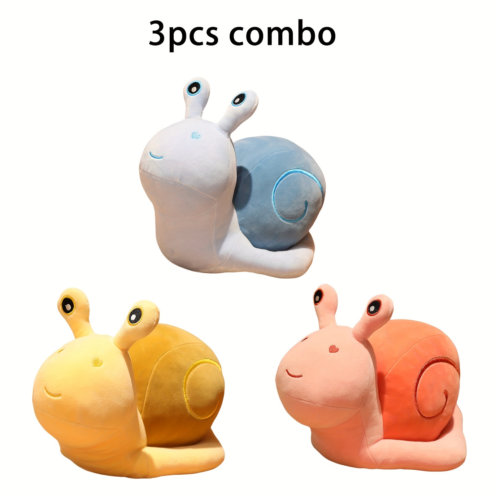 

3pcs Combo 20cm/7.87in Cartoon Snails Plush Toys, Lovely Animal Pillow Stuffed Soft Kawaii Snail Dolls, Sofa Cushion Cute Birthday Gift For Girls