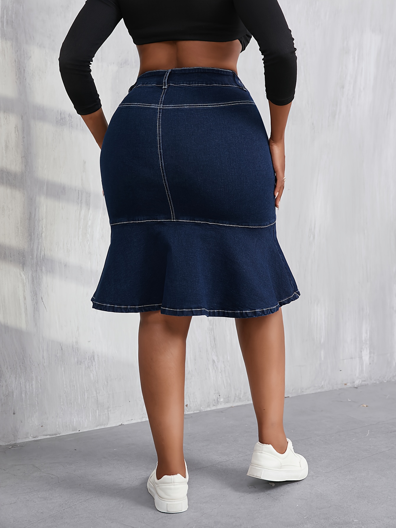 plus size womens ruffle denim skirt mermaid hem Temu Nigeria