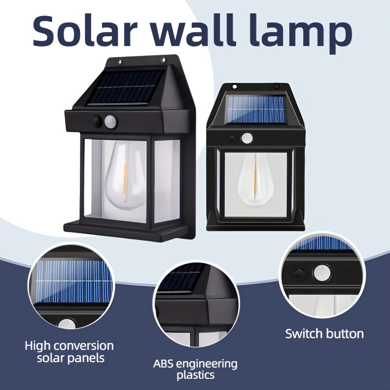 

1 Piece Of Outdoor Solar Wall Lighting, Featuring Sensor That Operates From Dusk , Design, And , Ideal For Use In Courtyards, Garages, Sheds, And On Streets.