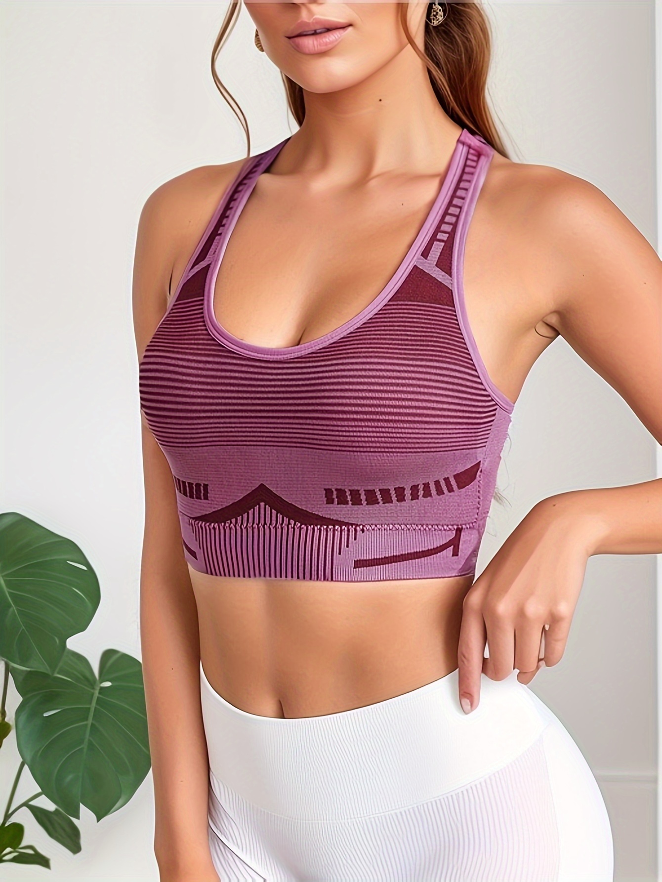 Racerback Hollow Out Sports Bra, Medium Support Fitness Training Sports  Bra, Women's Activewear