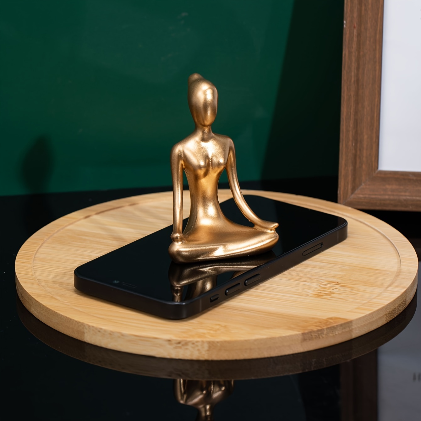 

1pc, Resin Golden Yoga Girl Figurine, Meditation Room Decor, Home Decor, Zen Decor, Shelf Accent, Tabletop Decor, Inspirational Sculpture