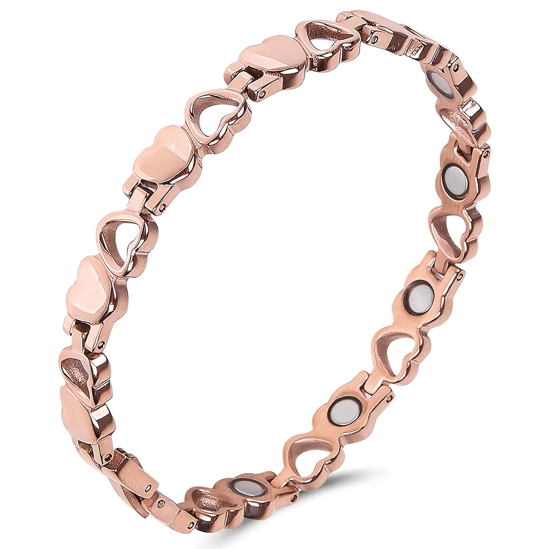 TEMU Women's Magnetic Bracelet With 99.9% Pure Copper Magnet-exquisite Gift With Size Adjustment Tool