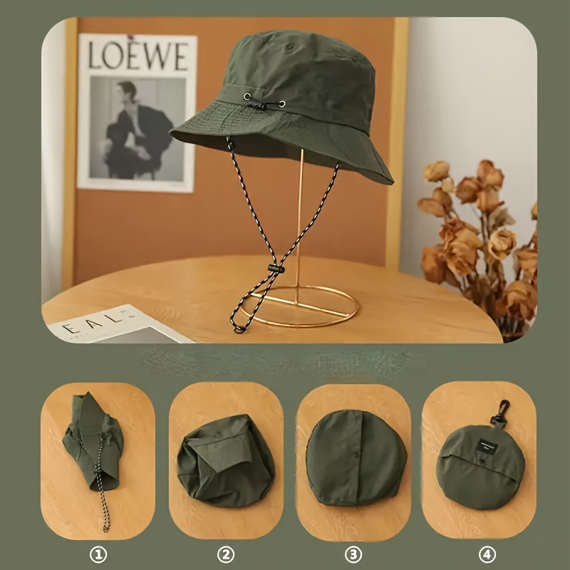 high quality uv blocking foldable fisherman hat quick dry breathable unisex outdoor sun hat with adjustable drawstring carry pouch 5 colors for hiking camping beach fishing hat beach accessories lightweight design durable construction   and campers details 0