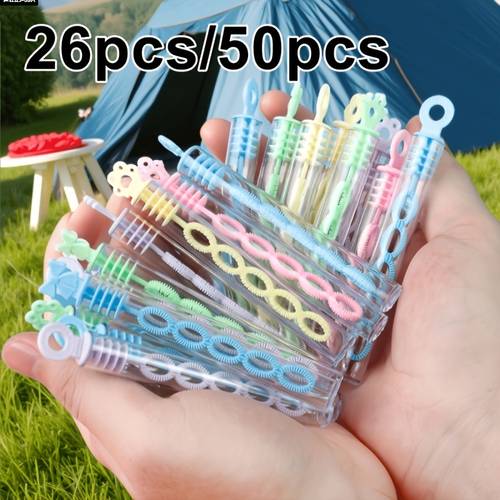 26pcs 50pcs outdoor mini colorful bubble wands no liquid included random colors empty bottles with footprints roses donuts snowflakes crowns