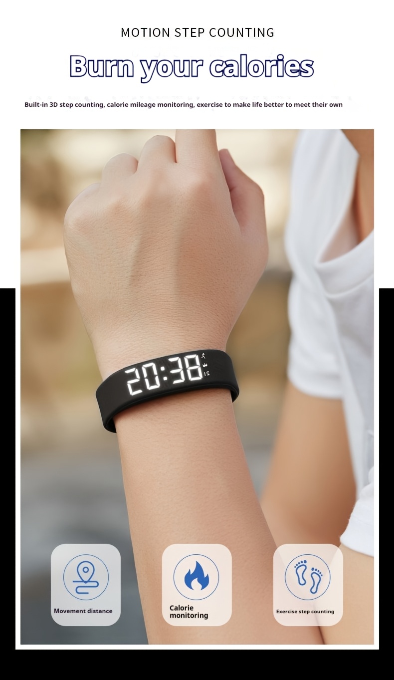 Unisex Fashion Sports Watch with Silent Vibration Alarm, Calorie Counter, Pedometer & Stopwatch - Soft Silicone Band, USB Rechargeable, High Quality Digital Display - Perfect Gift for Teachers, Holidays & Everyday Use, Fitness Tracking Watch, Sleek Watch Design, Digital Timepiece
