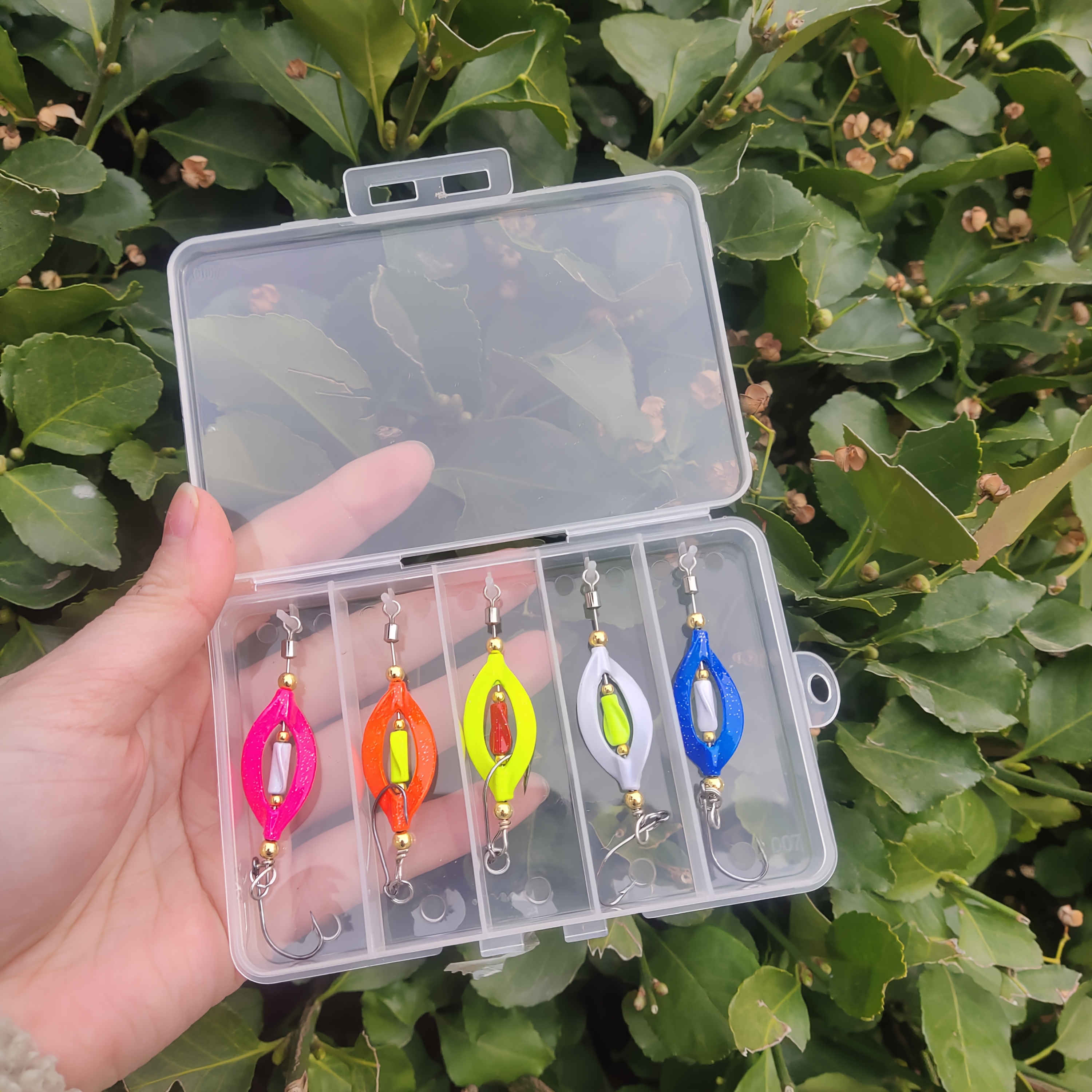 E-shop 5 Stück, rotierendes UV-Glitzer-Set, Bait handkurbelbarer UV-Glitzer, Angelköder Kunstköder