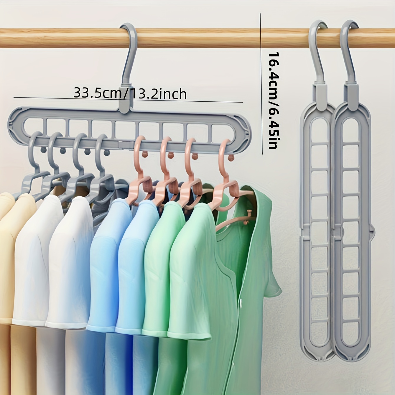 

3-pack Space Saving Plastic Clothes Hangers – 9-hole Folding Heavy Duty Drying Rack For Bedroom, Wardrobe & Dorm Storage Organizer