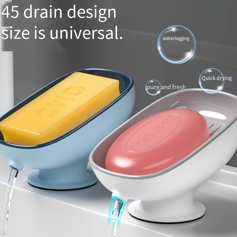 

Elegant Oval Soap Dish With Drain - Plastic, Self-draining Design For Bathroom Use