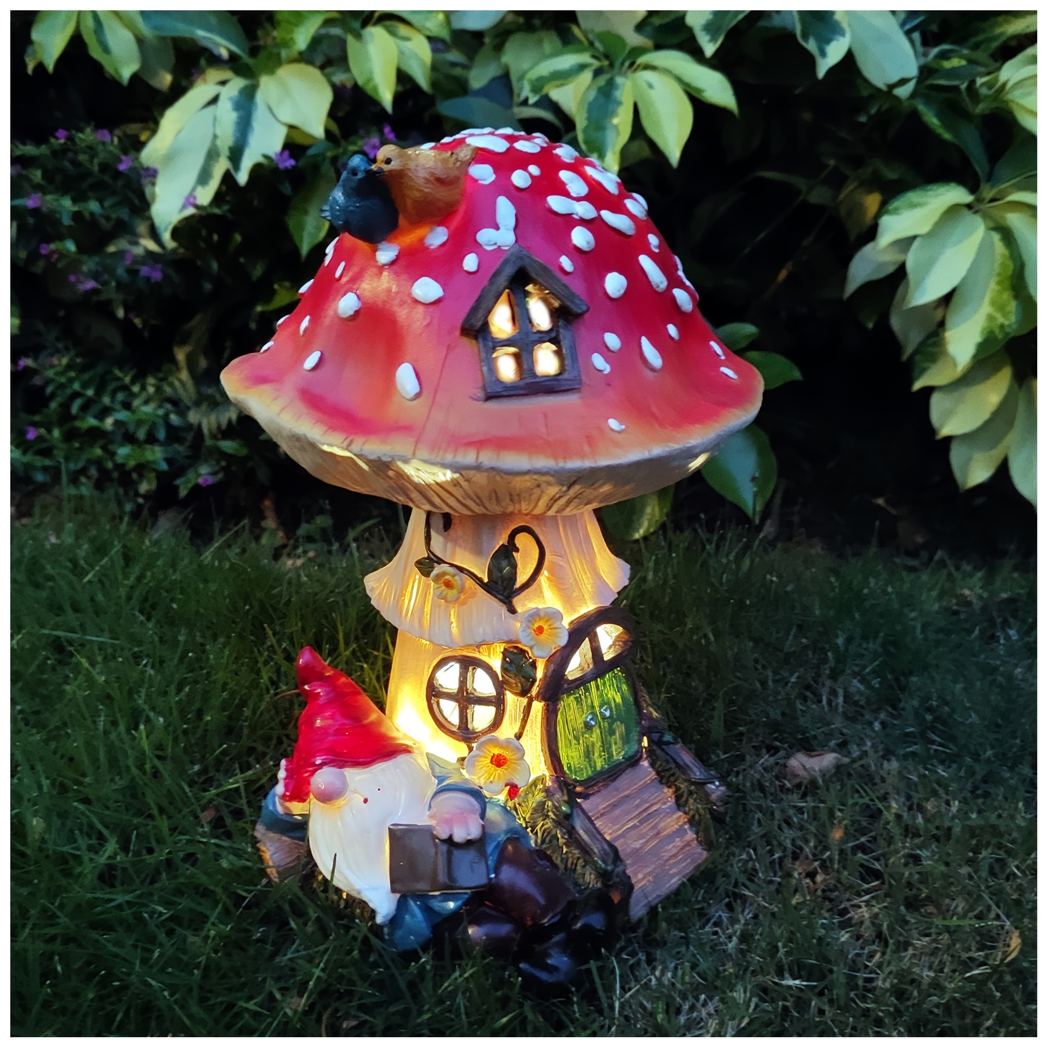 

Solar Decor, Mushroom House Statues Led, Gift Ideas For Mom Grandma Family Thanksgiving, Patio, Balcony, Yard, Ornament For