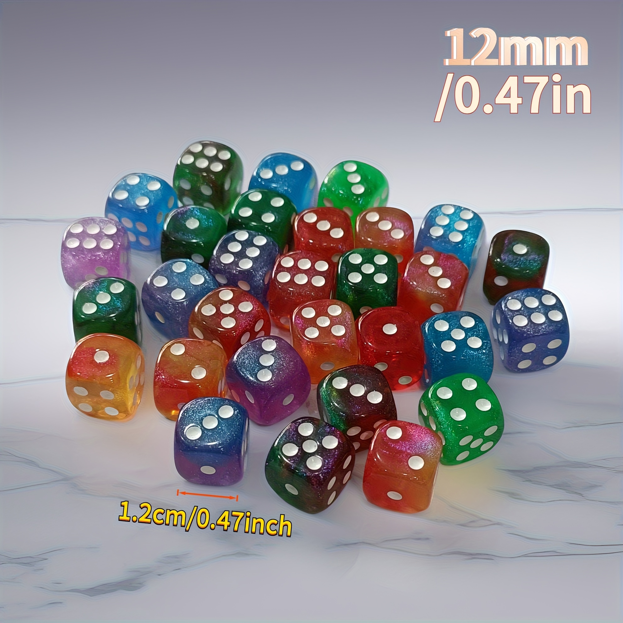 8pcs High-Brightness Iridescent Two-Tone Dice