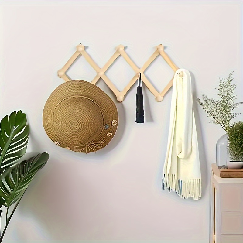 

Bohemian Wooden Wall-mounted Coat Rack With 5 Hooks – Foldable Storage For Hats, Scarves, And Accessories – Decor Organizer, Entryway | Aesthetic Room Decor | Wooden Construction