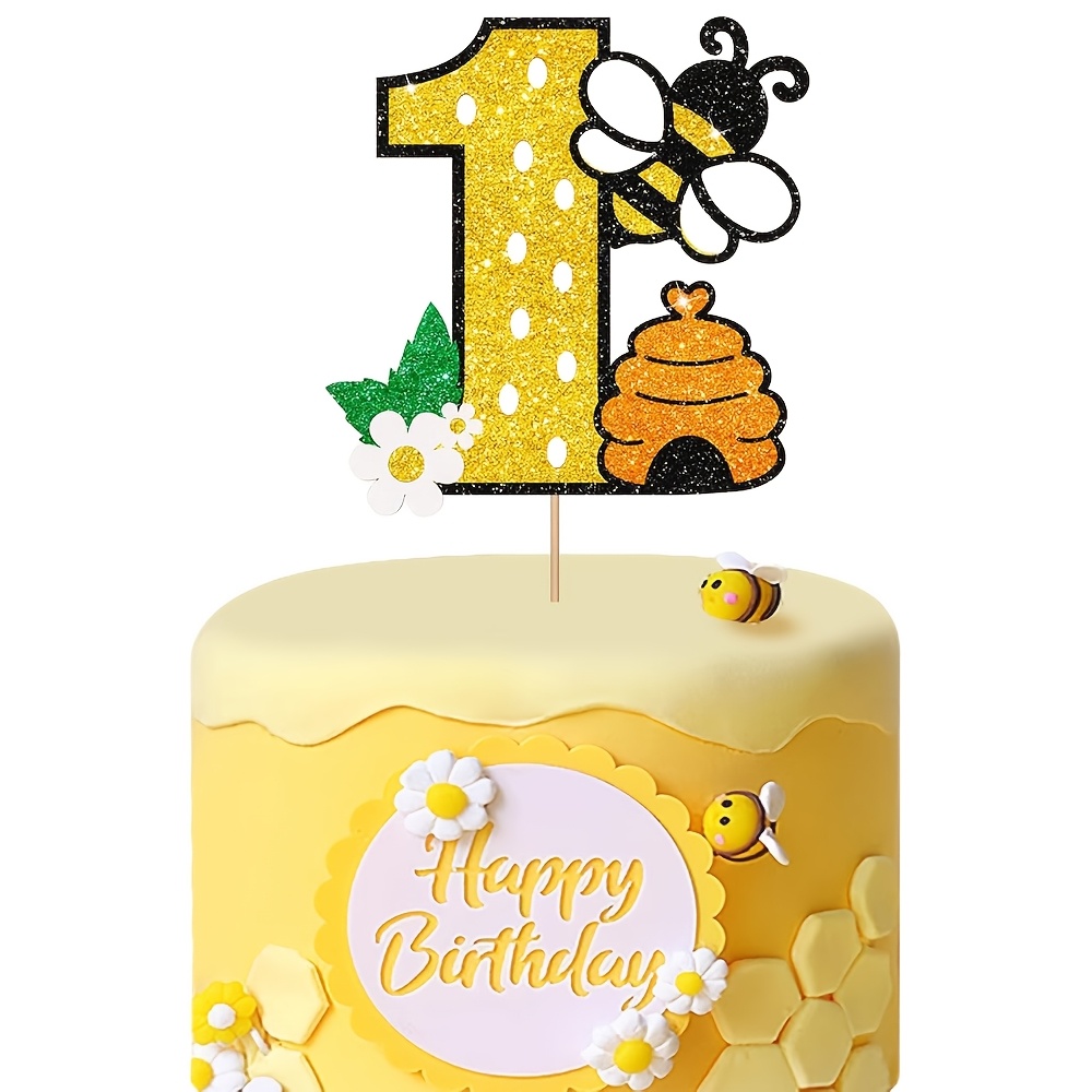 Bumble Bee One Cake Topper - Fun to Bee 1e verjaardag taarttopper, bijendag taarttopper voor de eerste verjaardag van de baby, taartvernietigingsdecoraties