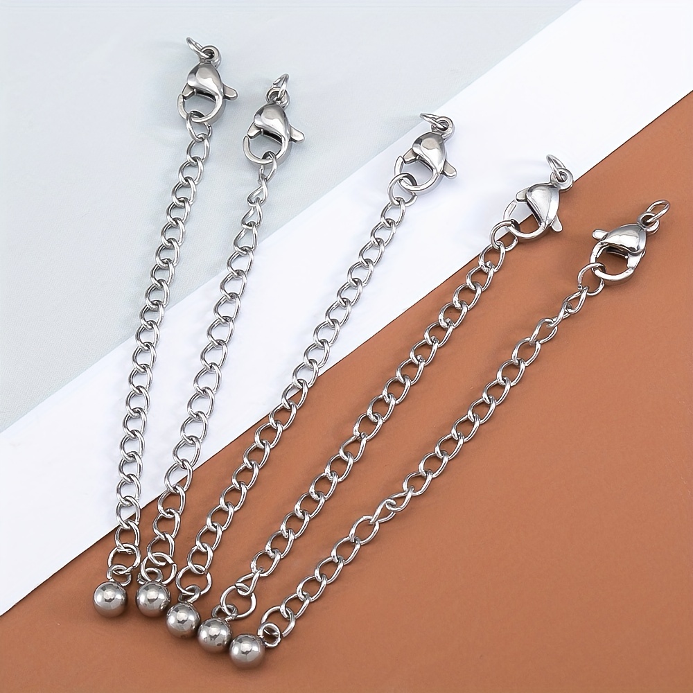 Image of 5pcs Stainless Steel Extension Chain Extended Connector Ball Tail Chain For Bracelet Necklace Jewelry Making Supplies
